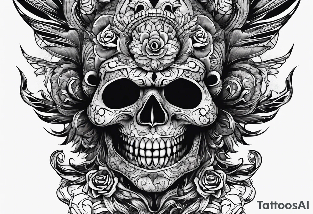 Beautiful Eldridge horror creature thigh tattoo tattoo idea