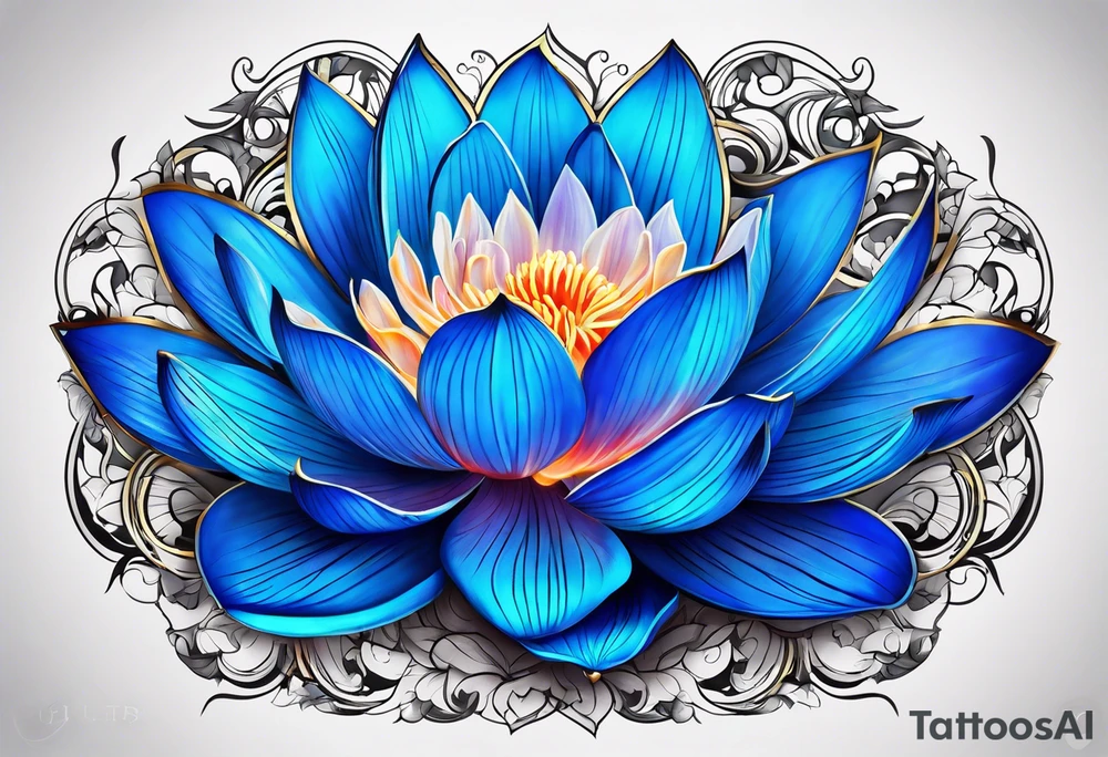Glowing Blue lotus tattoo idea