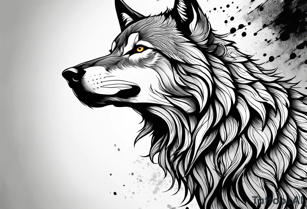 powerful majestic Wolf, close-up tattoo idea