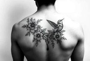 floral ornaments and birds tattoo idea