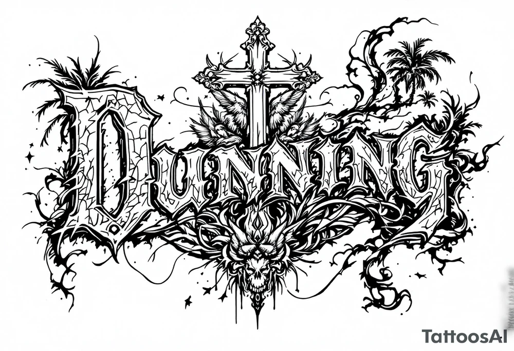 Dunning, Romanian theme with palm trees, cross,angels tattoo idea Dunning, Romanian theme with palm trees, cross,angels tattoo idea