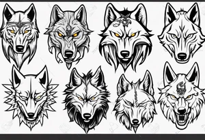 wolf head with sword tattoo idea