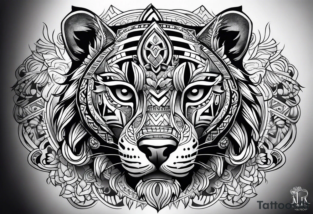 aztec jaguar sleeve tattoo idea