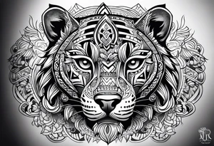 aztec jaguar sleeve tattoo idea