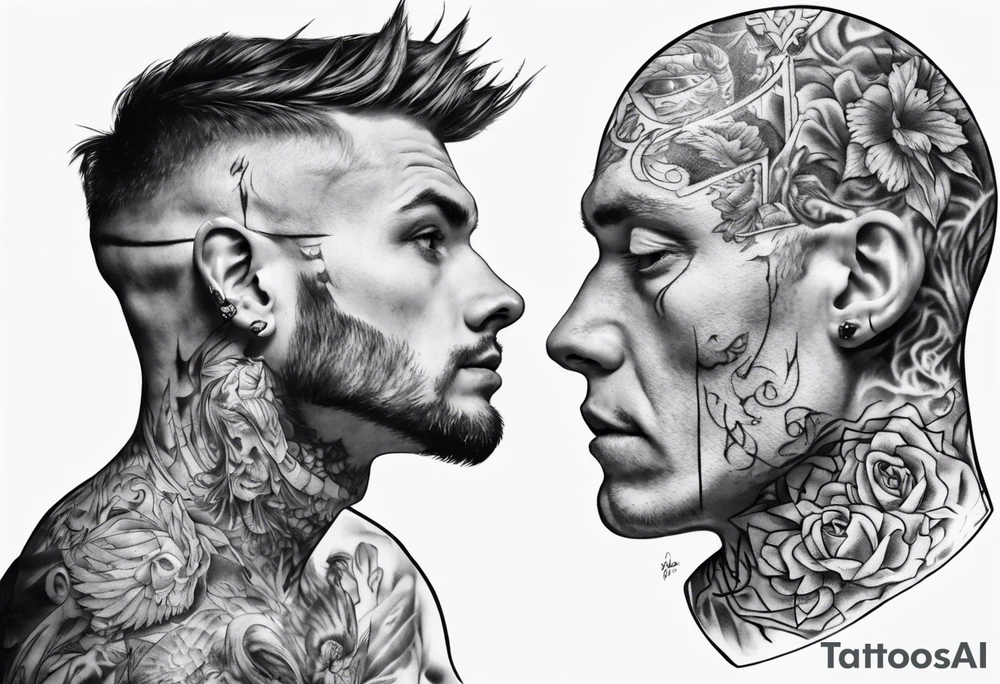 man looking into mirror, seeing his younger self tattoo idea man looking into mirror, seeing his younger self tattoo idea