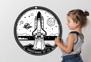 space shuttle mission sts-131 mission patch tattoo with a space shuttle launch being watched by a little girl included tattoo idea