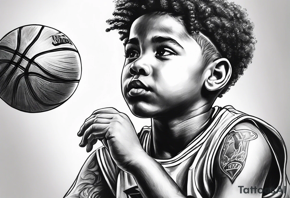 Kid with basketball dreams tattoo idea