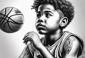 Kid with basketball dreams tattoo idea