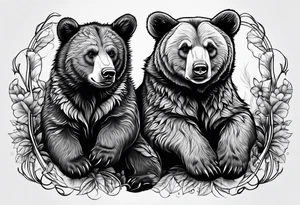 2 bear cubs playful tattoo idea
