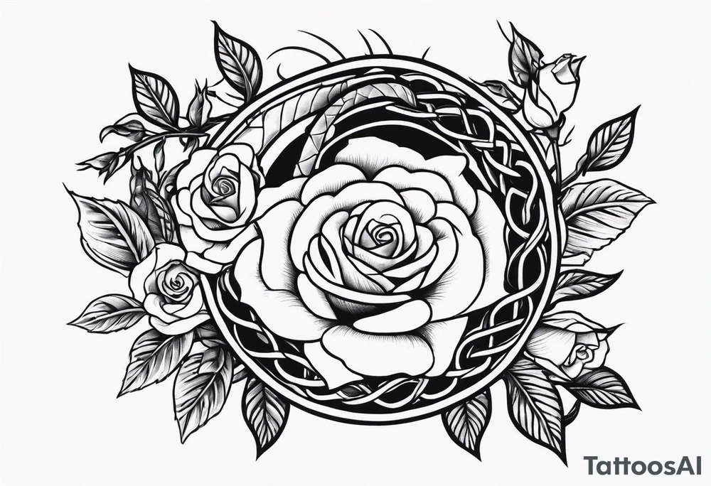 Biblical, snake with roses and vines with thorns rapping around your shoulder to arm tattoo idea