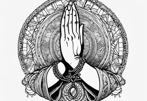 Praying hands with a rosary tattoo idea
