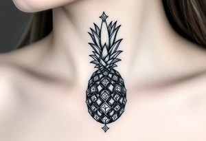 powerful majestic pineapple with a crown,and diamonds tattoo idea