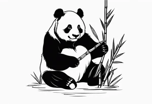 Panda playing with bamboo tattoo idea