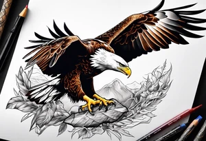 eagle catching prey tattoo idea