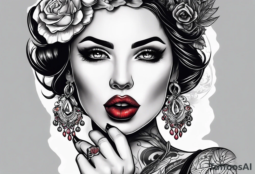 there’s a time to speak and a time to be quiet, mysterious woman with her finger on her lip (be quiet) tattoo idea