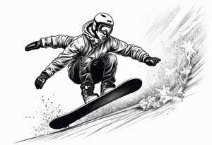 snowboarder hitting a rail of a broken humerus bone tattoo idea