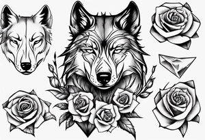 Wolf with roses and broken glass tattoo idea