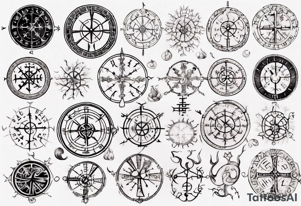 elaborate vegvísir tattoo idea