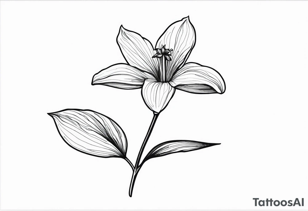 Platycodon grandiflorus with leaf and stalk tattoo idea