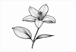 Platycodon grandiflorus with leaf and stalk tattoo idea
