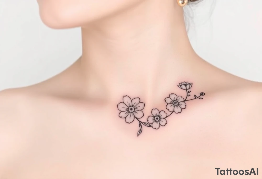 Waves, summer, flowers, family flowers tattoo idea