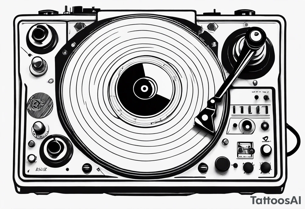 Recordplayer finline art minimalistic tattoo idea