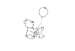 Pooh and piglet with a Ballon and honey pot tattoo idea