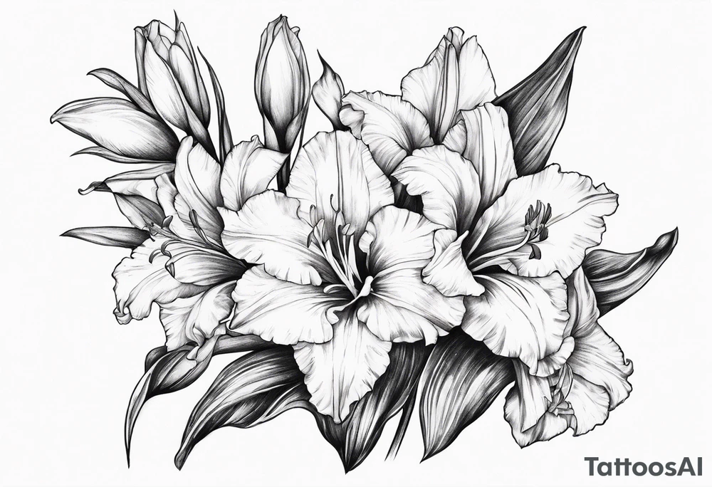 Gladiolus floral tattoo idea