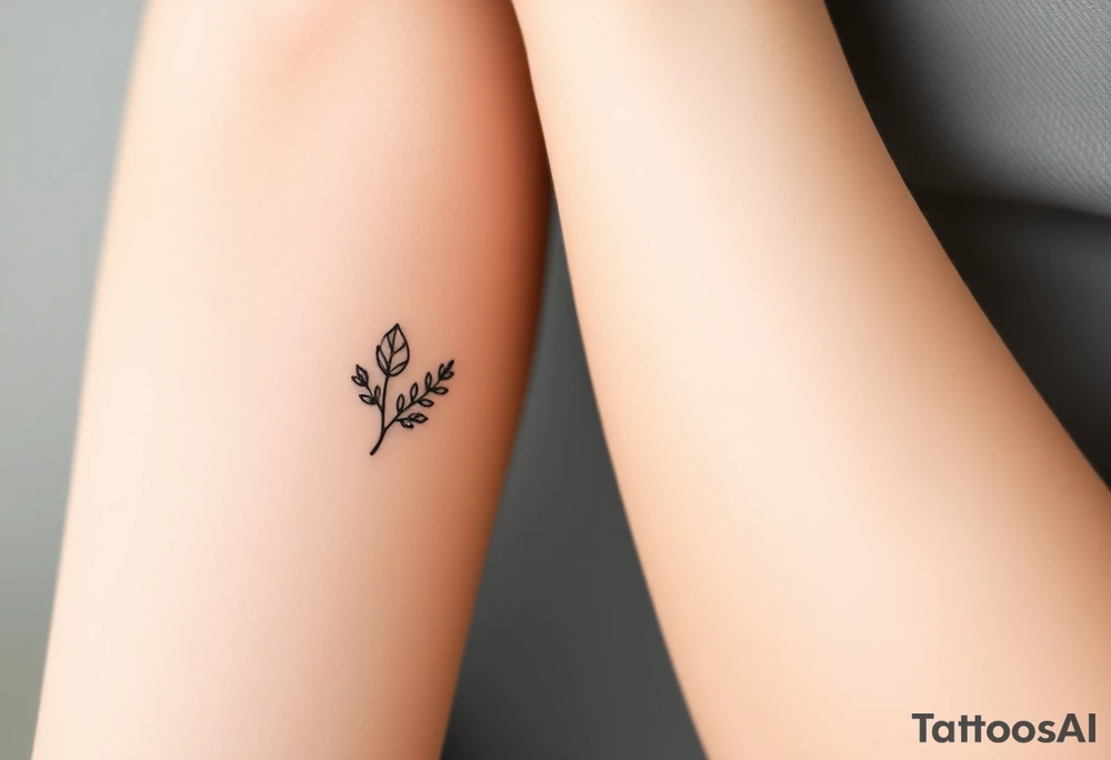 laurel branch with one leaf inverted tattoo idea