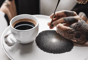 A concha being dipped in coffee by muscular hand tattoo idea