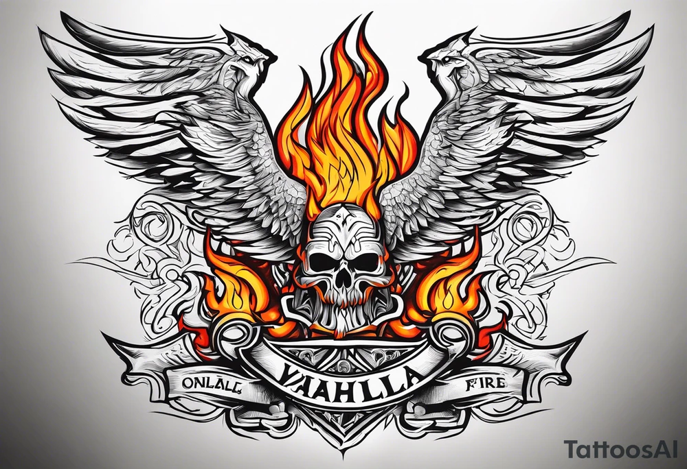 Valhalla on  fire tattoo idea