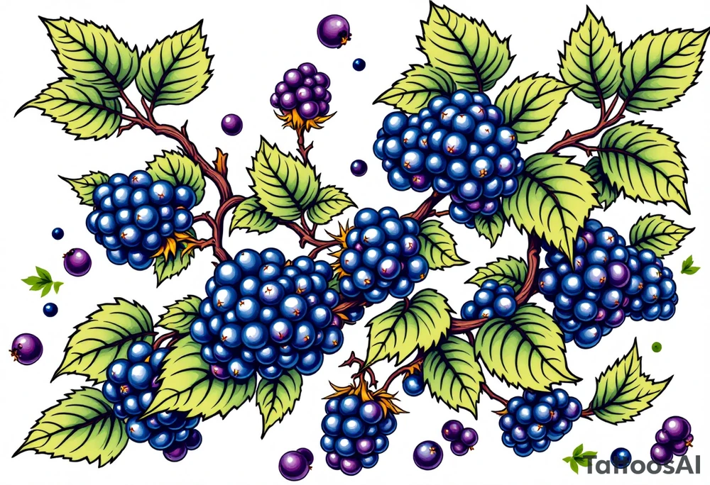 American traditional style Blackberry vine in a line tattoo idea