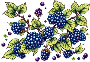 American traditional style Blackberry vine in a line tattoo idea