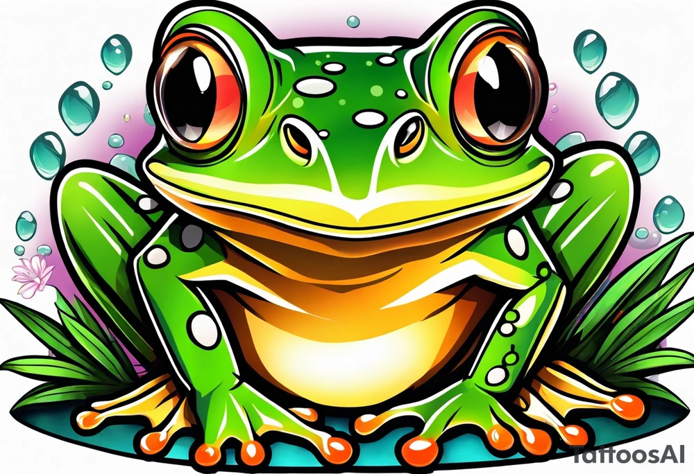 Retro frog tattoo idea