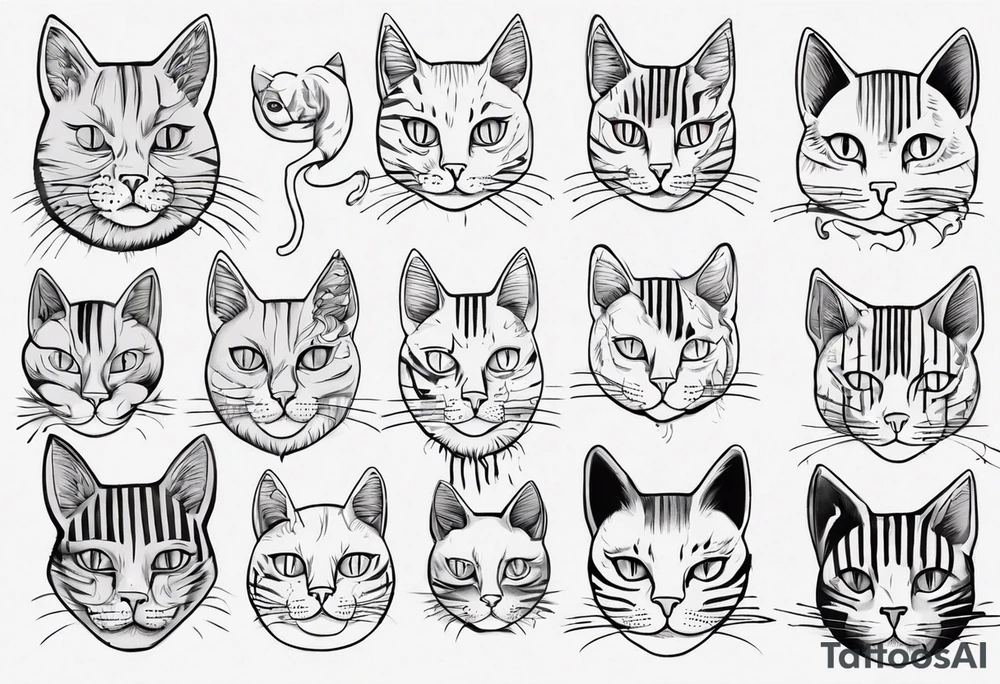 Maine coon cat with stripes and a grey cat with extra toes tattoo idea