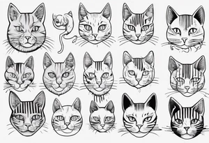 Maine coon cat with stripes and a grey cat with extra toes tattoo idea