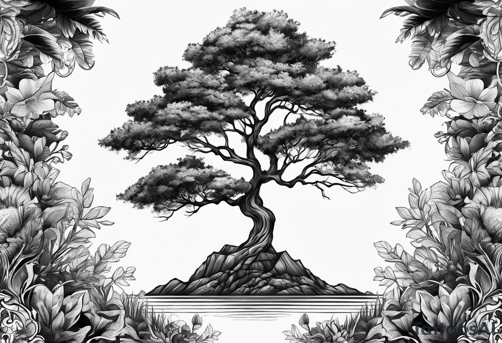 tattoo drawing of a tree on top of eart tattoo idea