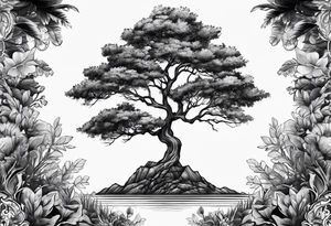 tattoo drawing of a tree on top of eart tattoo idea