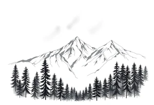 forest mountains under the northen lights tattoo idea