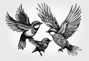 4 little birds... 2 of them are flying tattoo idea
