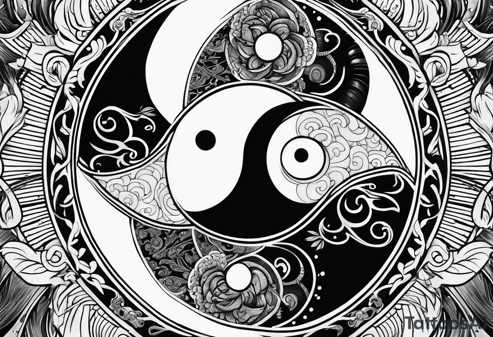 Powerful majestic ying Yang tattoo idea