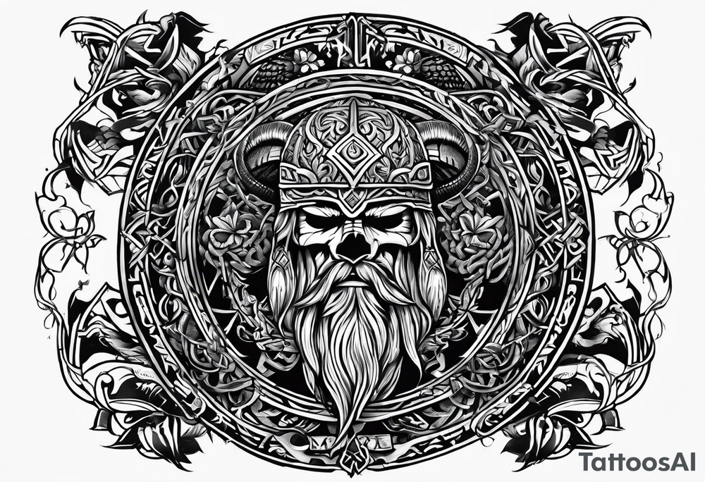 Nordic rune of viking warriors tattoo idea