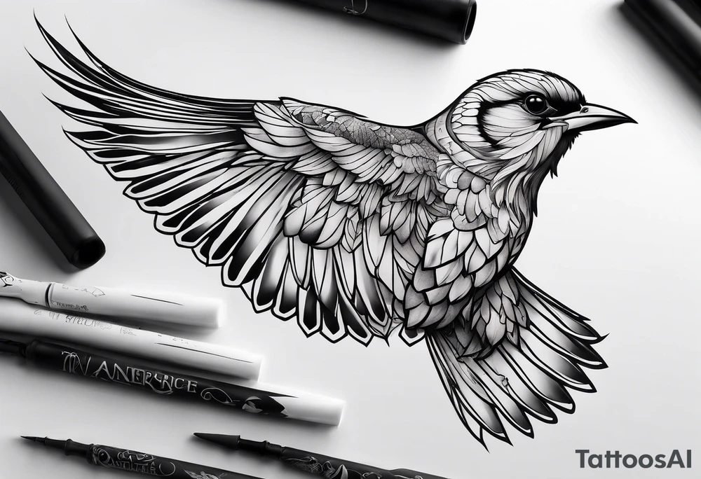 Healed with shading and birds tattoo idea
