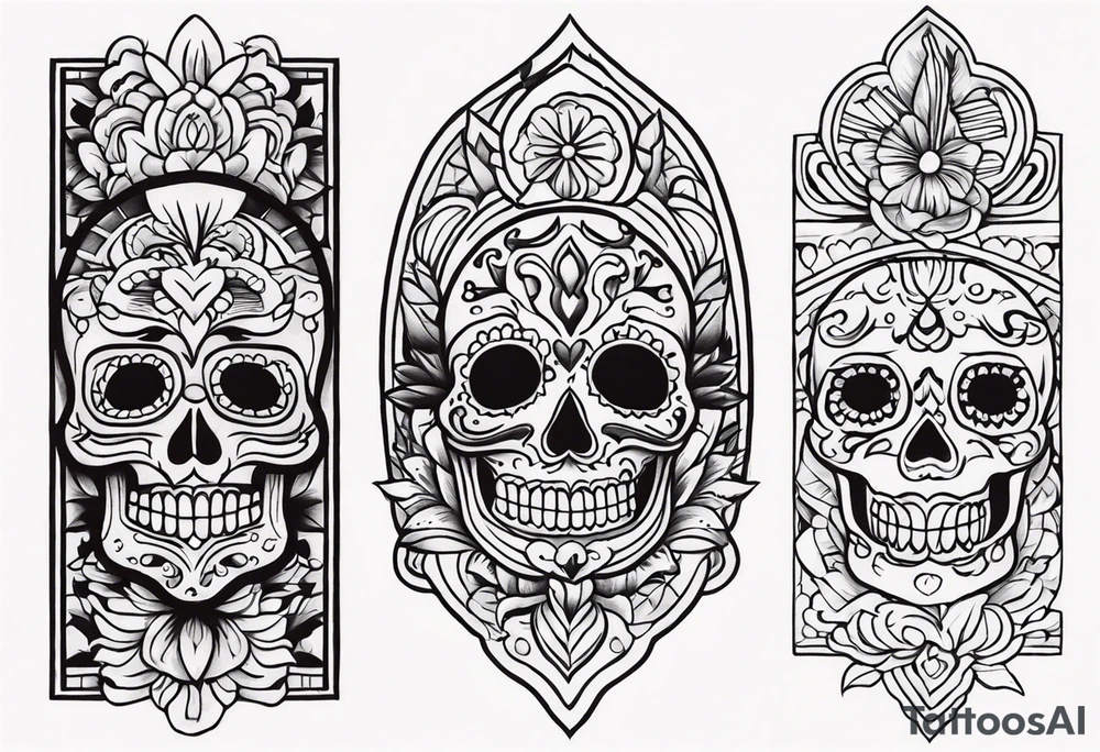 Mexican sleeve format tattoo idea