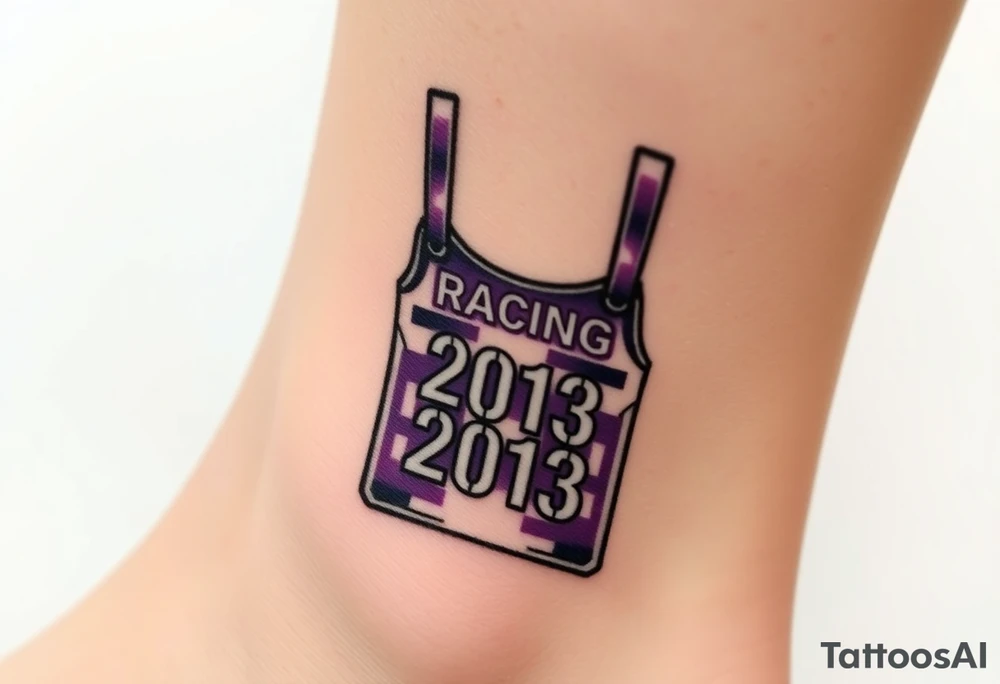 Racing half marathon bib 2013 purple and gold running safety pins running tattoo idea