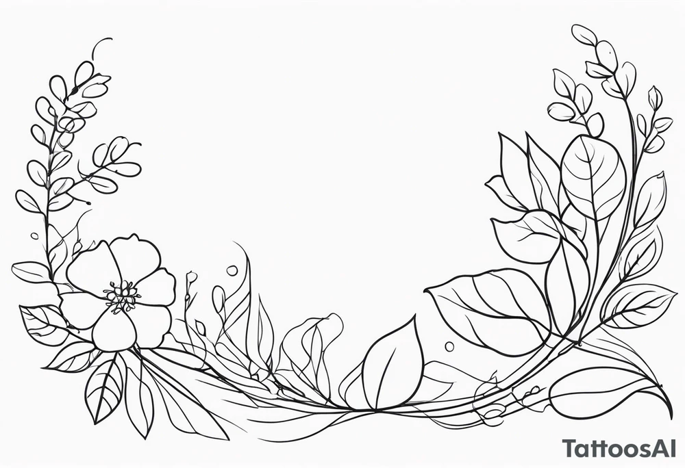 floral and vine. outline. one line tattoo idea