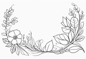 floral and vine. outline. one line tattoo idea