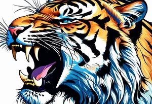 big cat roaring, no mane tattoo idea