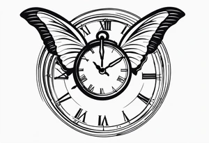 Butterfly flying around a clock. tattoo idea