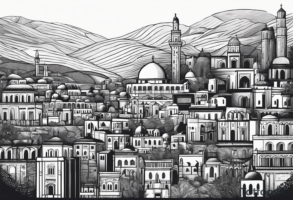 israel city vector circle
 vignette tattoo idea